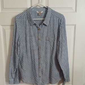 Christopher & Banks Blue and White Gingham Button-Down Shirt